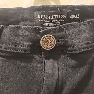 Demolition Downtown Mens Black Jeans Extra Pockets Straight Stretch40/32